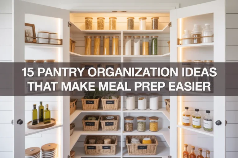 15 pantry organization ideas that make meal prep easier — beautifully organized pantry with clear containers, labeled baskets, and tiered shelves