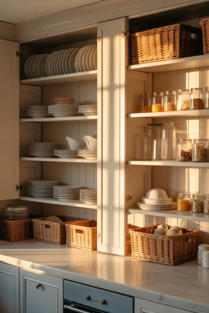 Beautifully organized kitchen cabinets after step by step organization guide