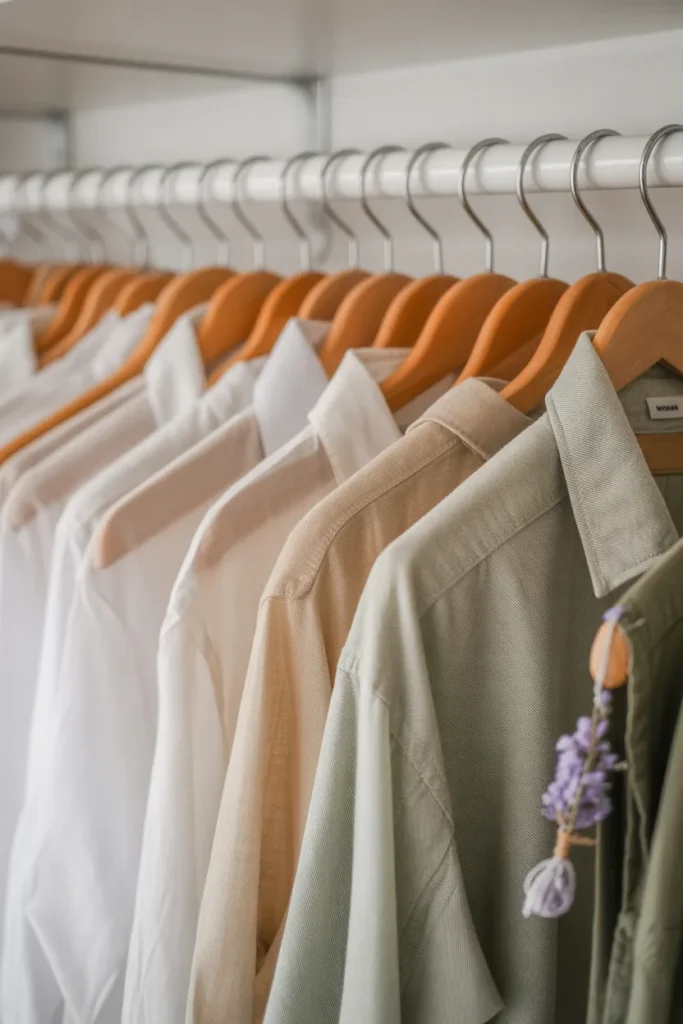 IKEA Bumerang wooden hangers closet organization hack for a calmer bedroom routine