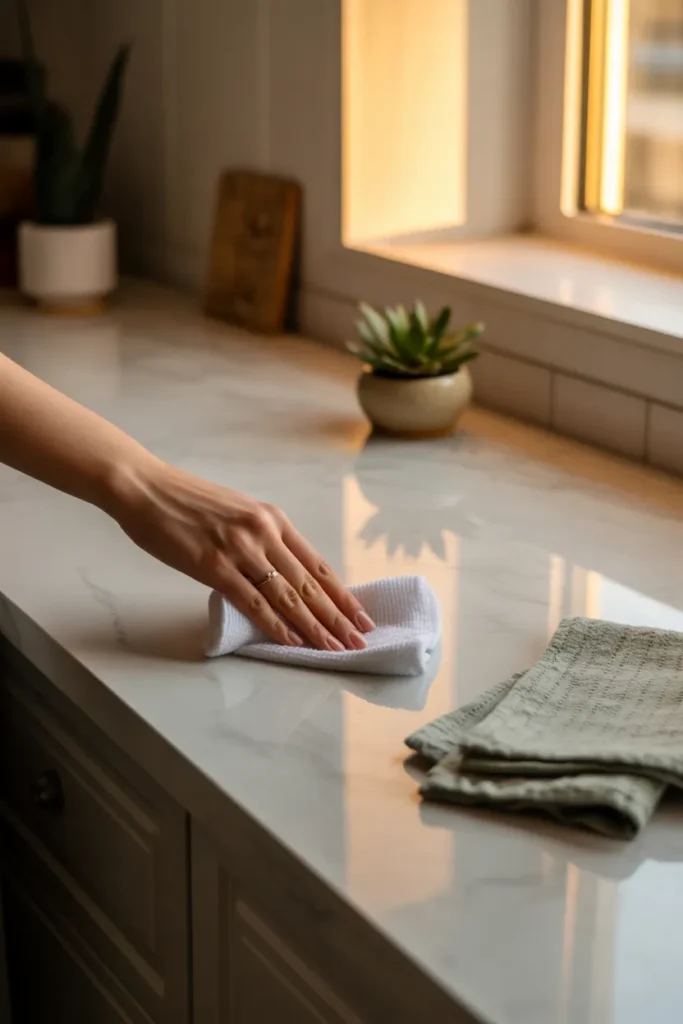 Nightly kitchen counter reset habit for clutter free countertops