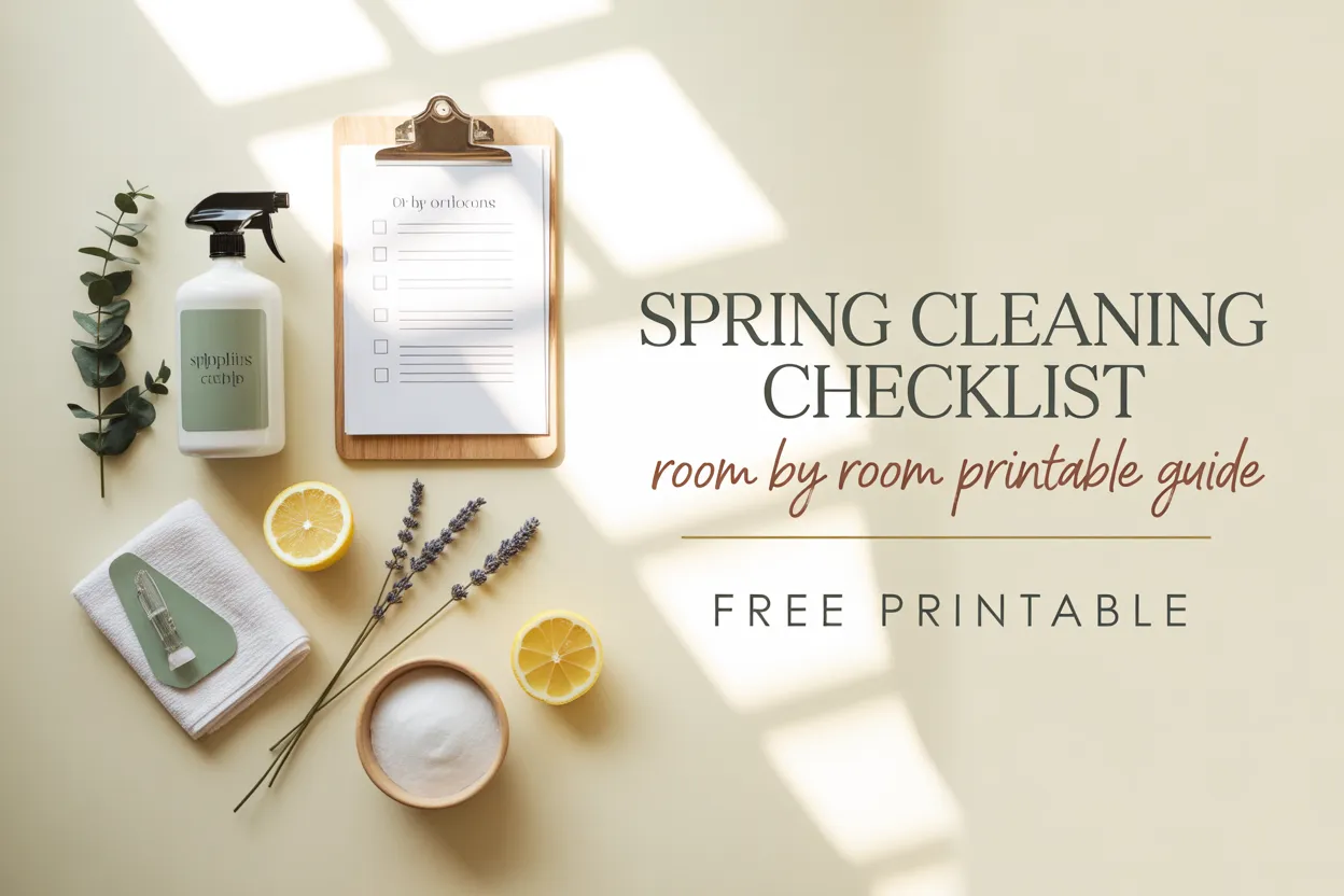 Spring cleaning checklist room by room printable guide free download for busy moms