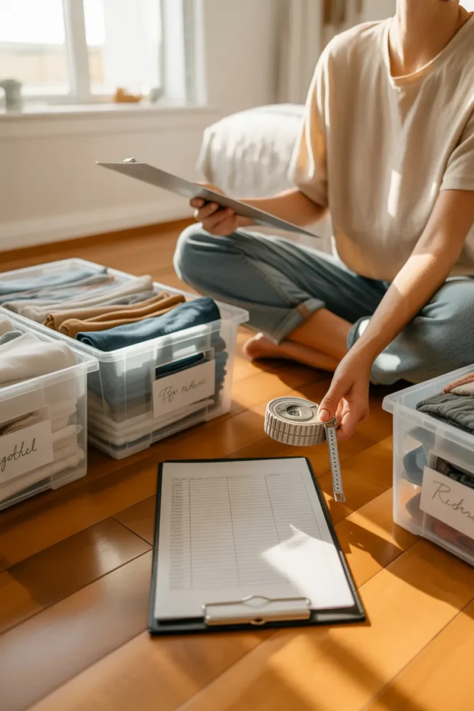 Woman measuring a drawer before buying best Amazon organizers under $25 for home decluttering.