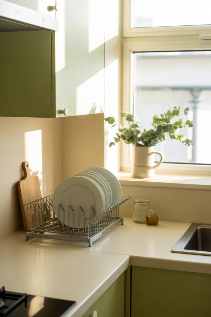Real lived-in kitchen mid cleaning reset showing partial progress, not staged perfection.