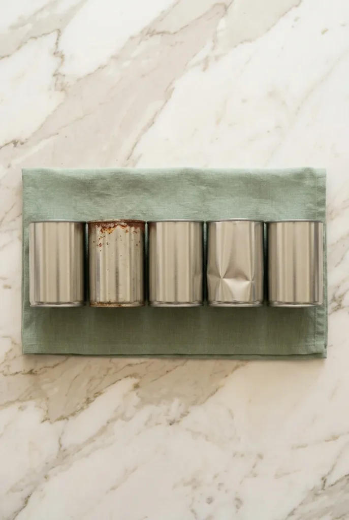 How to spot expired pantry items including rusted and dented canned goods.