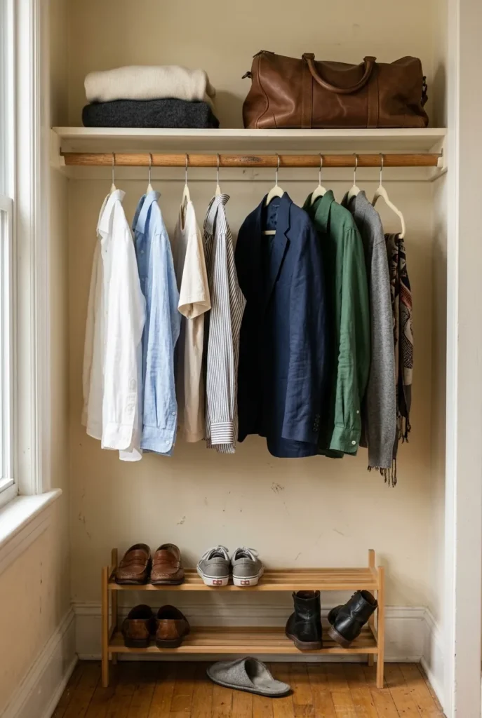 Three-zone closet showing 3-layer closet rule fixing organization mistakes