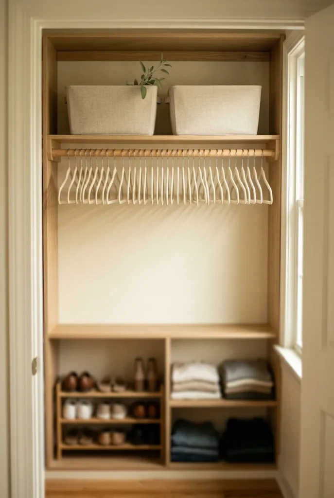 Top half of closet showing visible top half test for organization mistakes