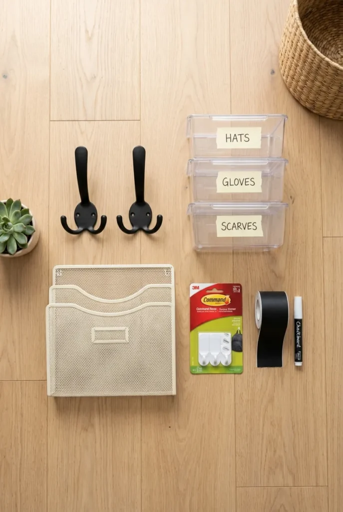 Backpack station organization product picks including hooks bins and a wall file