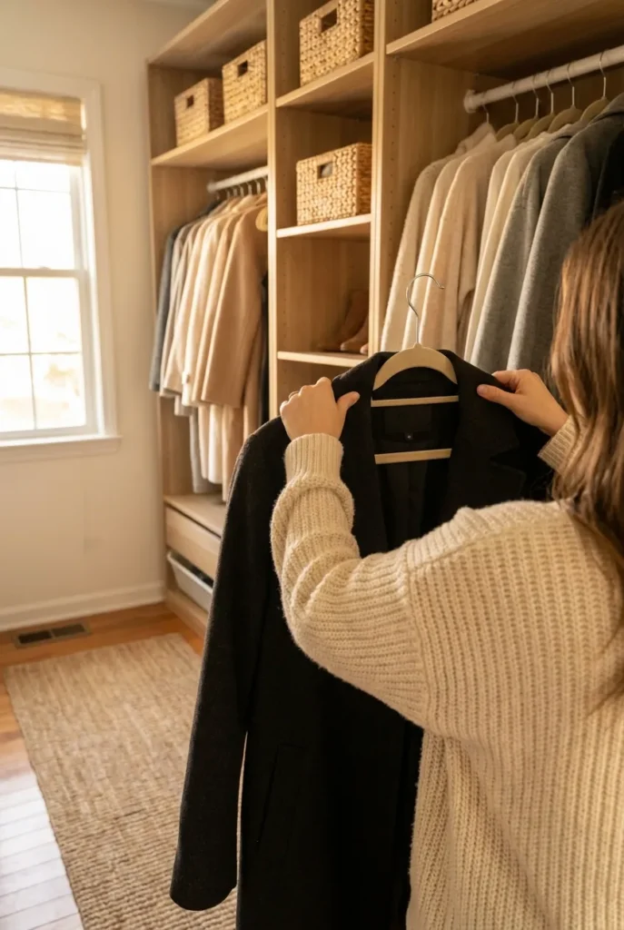 A quick monthly reset keeps coat closet organization holding up over time