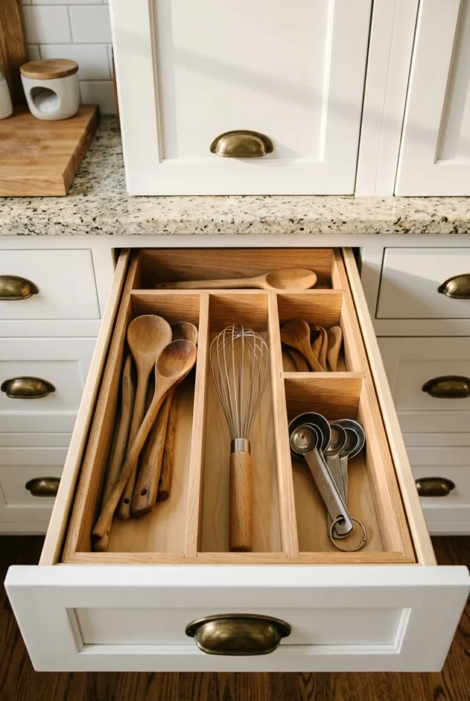 Drawer dividers diy utensils kitchen organization wood grid