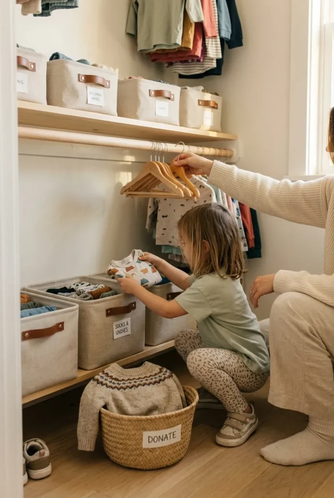 Weekly reset routine keeping kids closet organization neat long term
