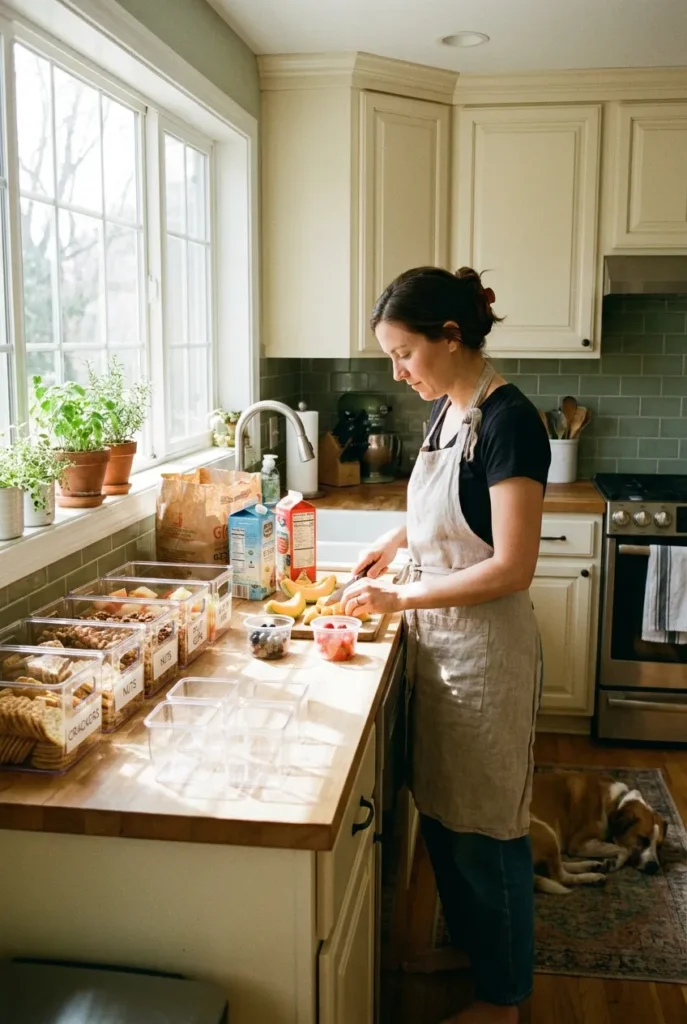 Sunday refill loop keeping snack station organization neat all week