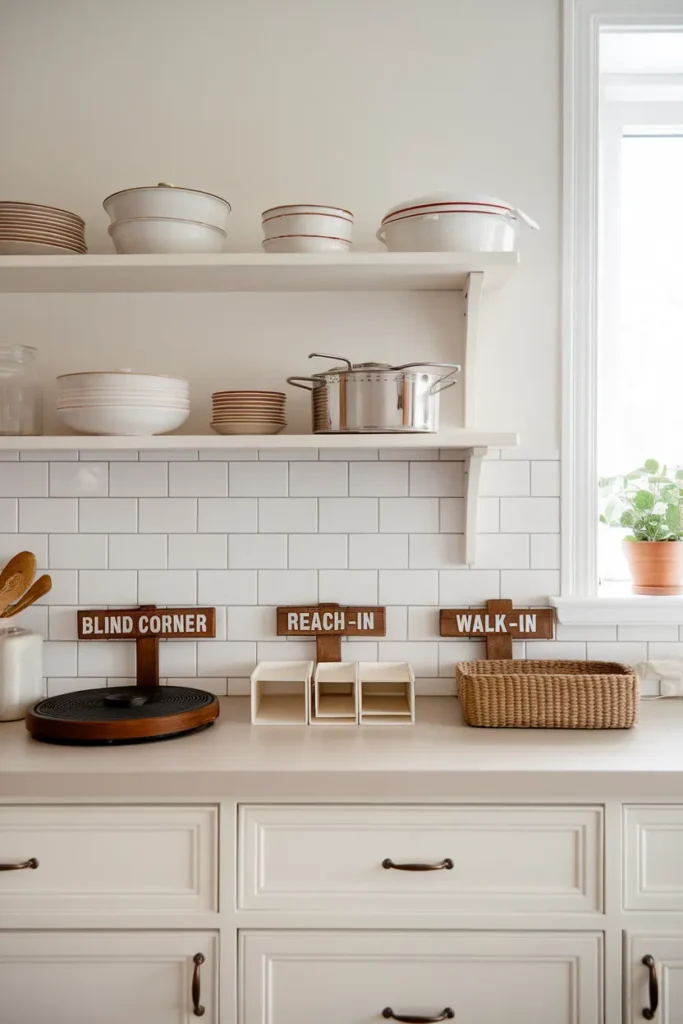 Corner pantry types compared blind corner cabinet, reach-in closet, and walk-in pantry