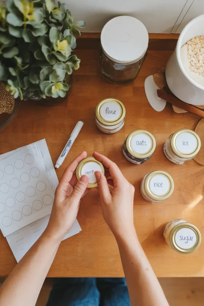 Labeling jars keeps IKEA pantry organization working long-term