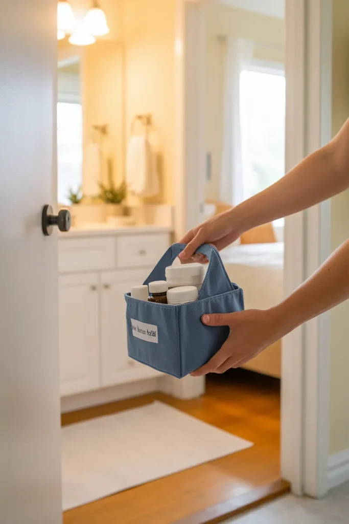 Moving medicines out of the bathroom as part of smart bathroom vanity organization