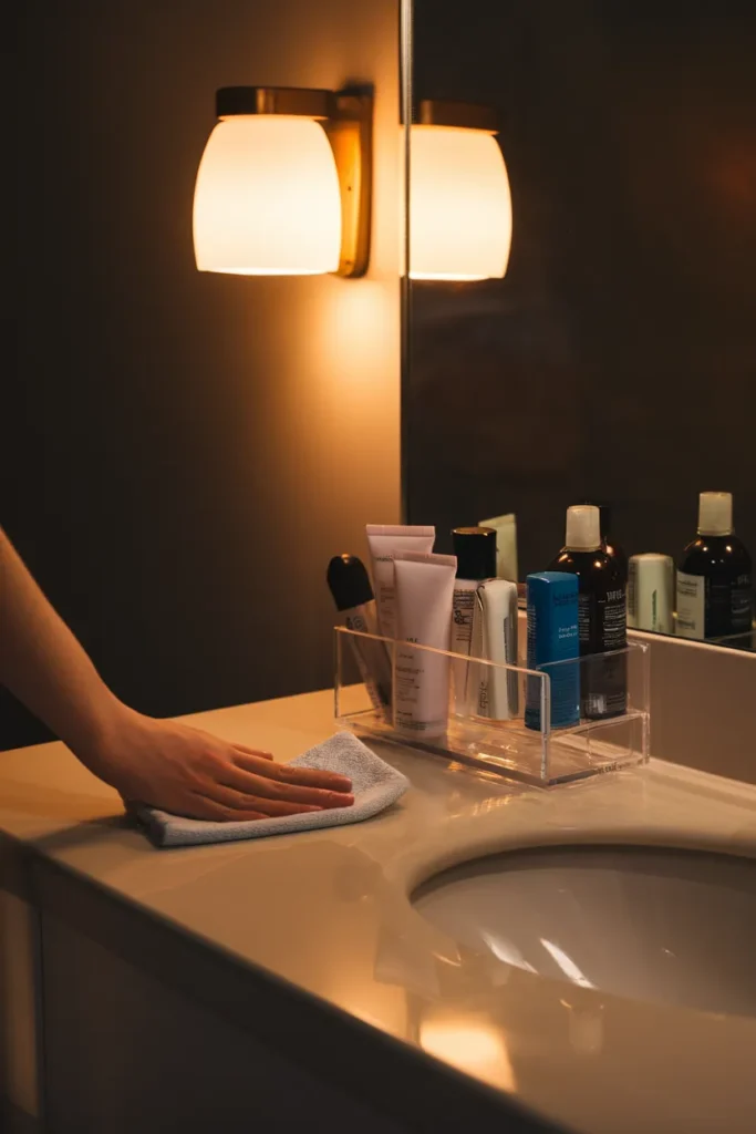 Nightly reset keeping bathroom makeup organization neat every day