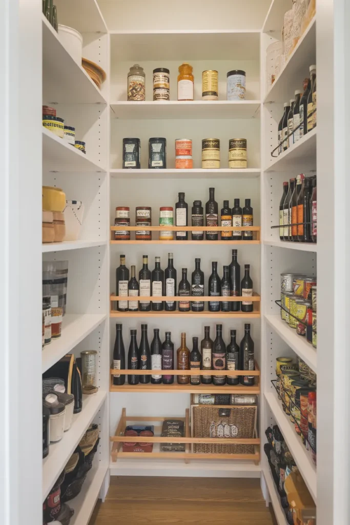 Small pantry makeover with a lazy Susan, tiered can rack and shelf riser