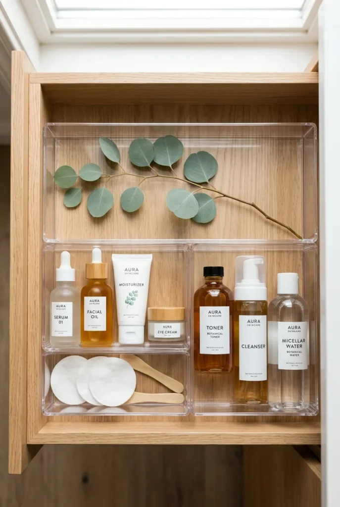 Organized bathroom drawer after decluttering, where to start decluttering for a fast room win