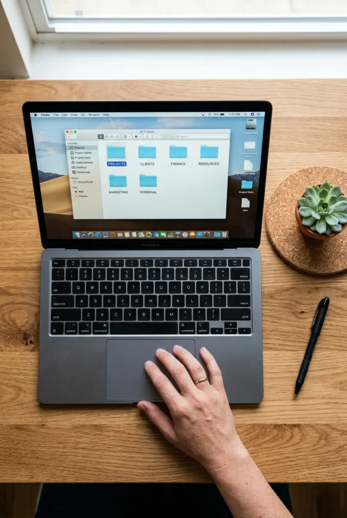 Organized computer folders during a digital declutter checklist
