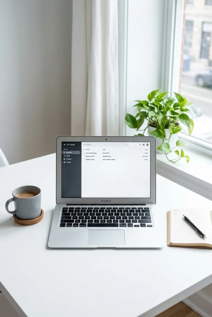 Clean organized email inbox after a digital decluttering session