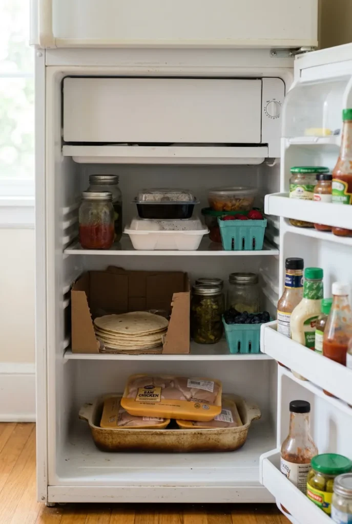 No-buy fridge organization chart setup using containers you already own