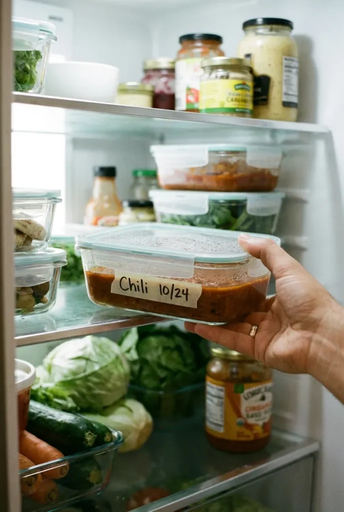 Weekly FIFO check keeping the fridge organization chart working