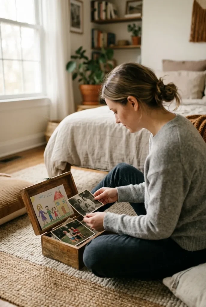 Sorting a keepsake box slowly, where to start decluttering sentimental items last