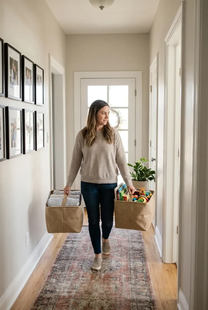 Two-basket speed cleaning method for a realistic cleaning schedule working mom