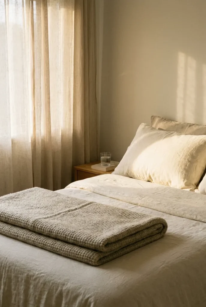 Made bed during a Sunday reset that anchors a working mom cleaning schedule. Cleaning Schedule for Working Moms