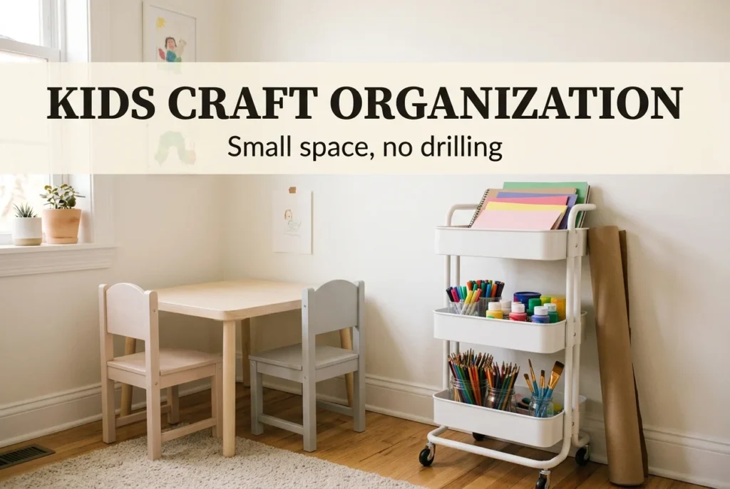 Kids crafts organization featured image for small spaces with a rolling craft cart