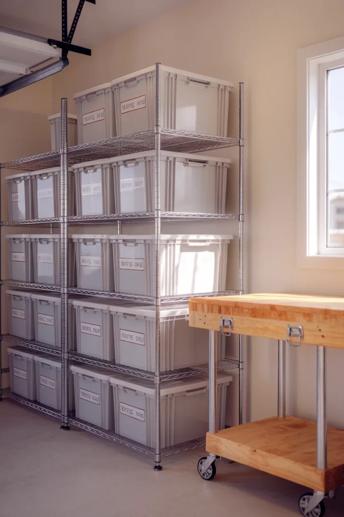 No drill renter friendly setup for two car garage organization