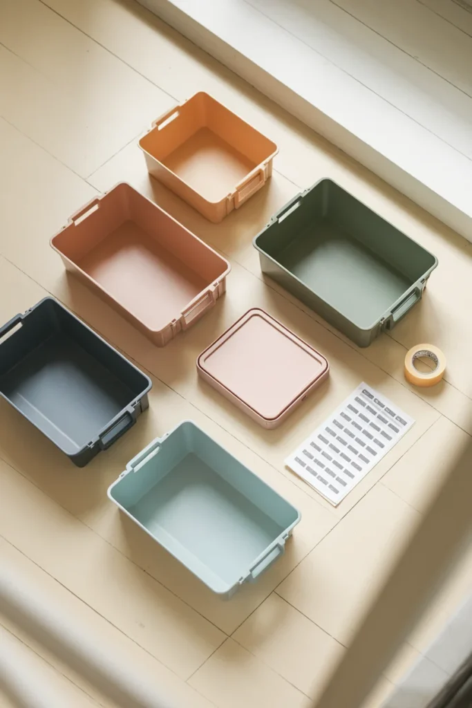 Under $50 starter kit for kids crafts organization laid out on the floor